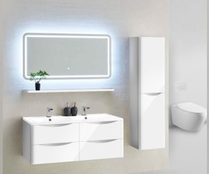 Тумба под раковину Vincea Roberta VMC-1R120LW 120 см, подвесная, белый Тумба под раковину Vincea Roberta VMC-1R120LW 120 см, подвесная, белый