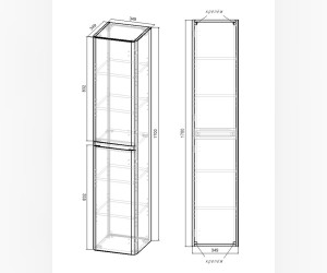 Пенал Vincea Vico VSC-2V170RW 35 см, подвесной, коричневый Пенал Vincea Vico VSC-2V170RW 35 см, подвесной, коричневый