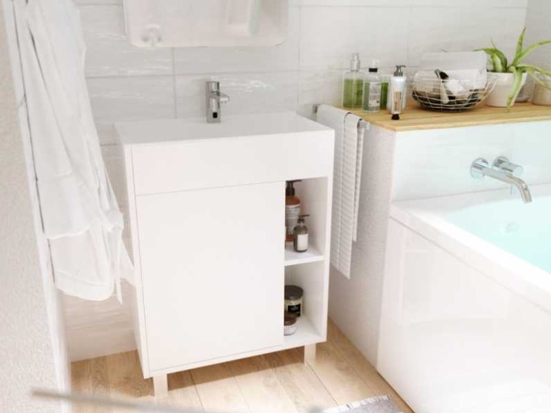 Тумба с раковиной 1Marka Lido 60 см, 1 дверь, напольная, белый, У83298