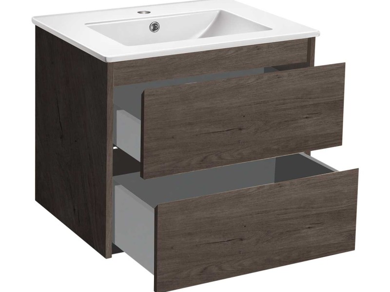 Тумба под раковину Vincea Gio 60 см, подвесная, темно-коричневый (R.Oak), VMC-2G600RO