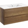Тумба под раковину Vincea Gio 100 см, подвесная, коричневый (T.Oak), VMC-2G100TO