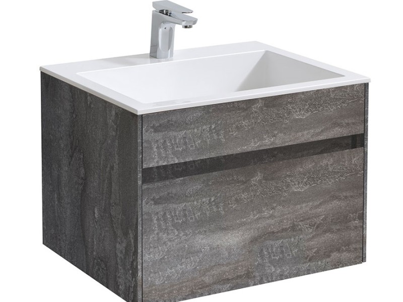 Тумба под раковину Vincea Chiara 60 см, подвесная, серый камень (G.Stone), VMC-2C600GS