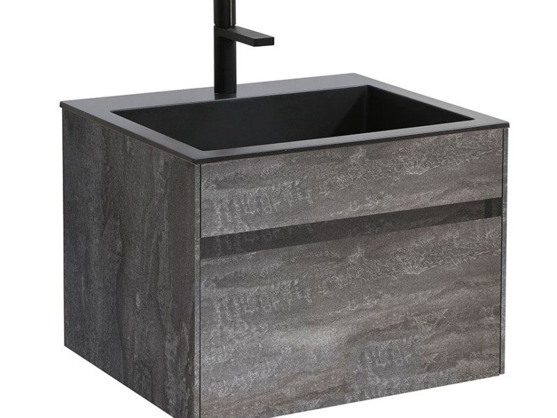 Тумба под раковину Vincea Chiara 60 см, подвесная, серый камень (G.Stone), VMC-2C600GS