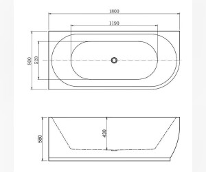 Ванна акриловая Aquanet Family Elegant A 180 x 80 см, белый глянцевый, 260048