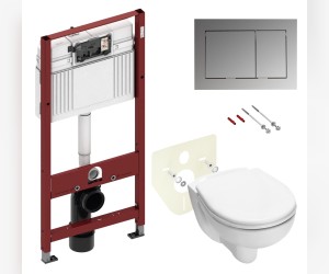 Инсталляция для унитаза TECE Base 9400406.WC1 с унитазом TECE V04 с кнопкой смыва TECEbase, хром глянцевый Инсталляция для унитаза TECE Base 9400406.WC1 с унитазом TECE V04 с кнопкой смыва TECEbase, хром глянцевый