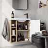 Подвесная тумба 60 см правая с одной дверью и открытыми полочками, цвет: корпус - дуб давос, фасад - белый матовый