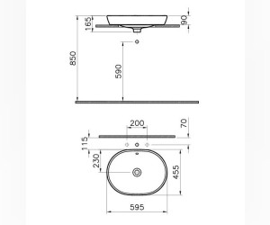 Раковина Vitra Metropole 5942B003-0012 60 см накладная, с переливом, белая