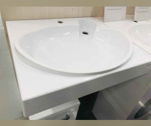 Раковина Санта Сатурн, 60 x 55 см, над стиральной машиной, искусственный камень, белый, 900126