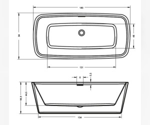 Ванна акриловая Riho Admire FS 180 x 84 см BD0300500000000, без гидромассажа, белая