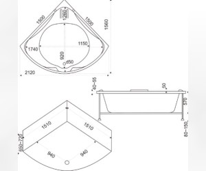 Ванна гидромассажная Bas Ирис (Iris) 150 х 150 см (ВГ00086/ВГ00087)