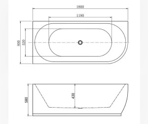 Ванна акриловая Aquanet Family Elegant B 180 x 80 см, правая, белый глянцевый, 260049