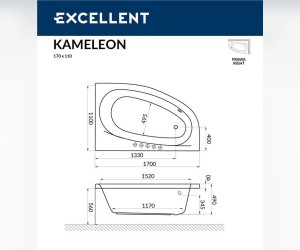 Ванна гидромассажная Excellent Kameleon 170 x 110 см, P ULTRA, хром
