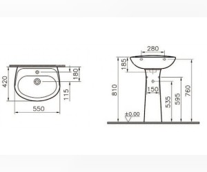 Раковина с пьедесталом VITRA Normus 9600B003-7650
