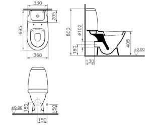 Напольный унитаз Vitra Grand 9763B003-0237 крышка стандарт