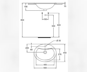 Раковина Vidima СЕВА ФРЕШ (BOX) (Seva Fresh) W504861, врезная сверху, белая, 55*44 см