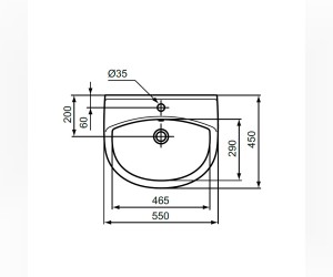 Раковина Vidima СЕВА ФРЕШ (BOX) (Seva Fresh) W401661, подвесная, белая, 55*43 см