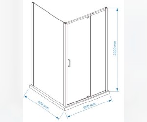 Душевой уголок Bravat Line BS090.2113A, 90 x 90 x 200 см, дверь распашная, стекло прозрачное, хром