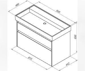 Тумба под раковину Aquanet Nova Lite 90, 2 ящика, дуб рошелье (242267)
