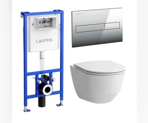 Инсталляция Laufen с безободковым унитазом Laufen Pro Rimless 8.6996.6.000.000.R, кнопка, сиденье микролифт, комплект Pack Laufen Pro Rimless Инсталляция Laufen с безободковым унитазом Laufen Pro Rimless 8.6996.6.000.000.R, кнопка, сиденье микролифт, комплект Pack Laufen Pro Rimless