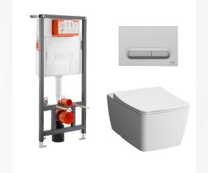 Инсталляция Vitra с унитазом Vitra Metropole 9820B003-7201, сиденье тонкое микролифт, кнопка матовый хром, комплект Инсталляция Vitra с унитазом Vitra Metropole 9820B003-7201, сиденье тонкое микролифт, кнопка матовый хром, комплект