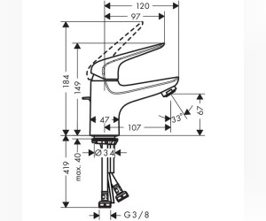 Смеситель для раковины Hansgrohe Novus Loop 71080000, с донным клапаном sntx