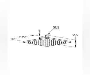 Верхний душ Kludi A-Qa 6442505-00, 25 x 25 см квадратный, плоский 8 мм, 1 режим струи, без держателя, цвет хром