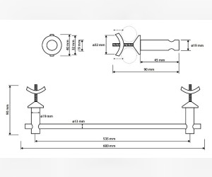 Держатель для одежды Bemeta Rawell 134504202 60 x 9 x 4 см прямой регулируемый, хром