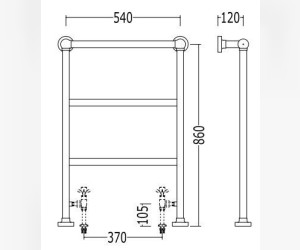Полотенцесушитель Devon&Devon Venus 4, PRV4OT, латунь 54 x 86 см