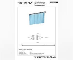 Штанга для занавески для душа, нержавеющая сталь блеск Bemeta